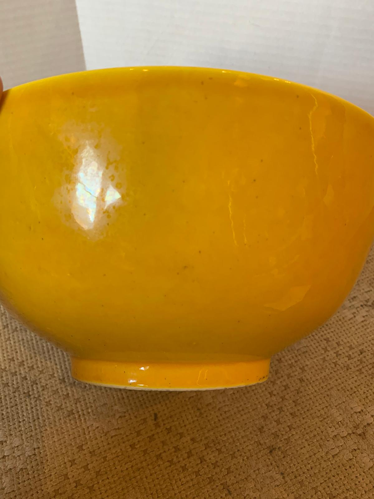 20th Century  Yellow Porcelain Bowl Possibly Chinese 4
