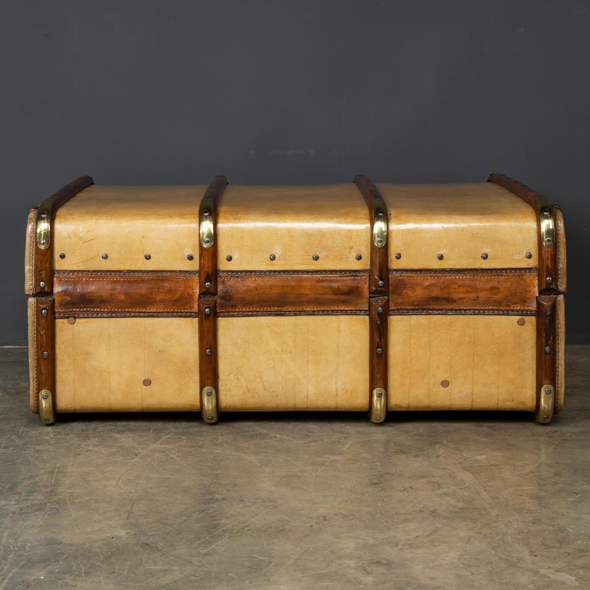 20th Century Asprey Trunk in Natural Cow Hide, London, c.1910 In Good Condition In Royal Tunbridge Wells, Kent