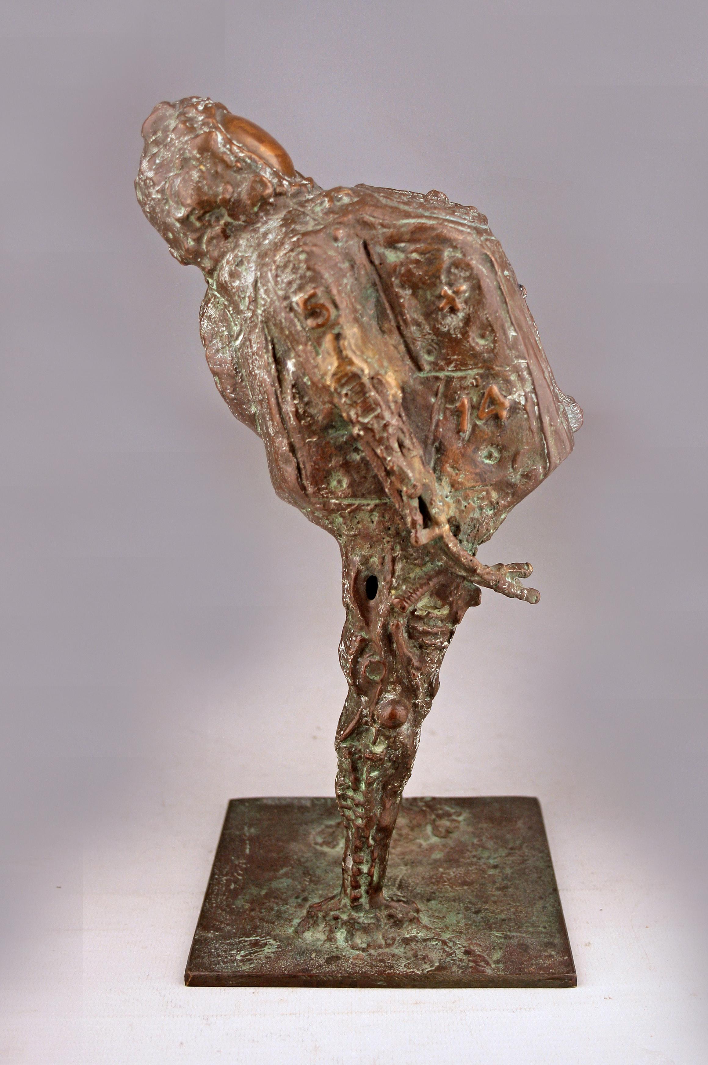 Molded 20th Century Astronaut Bronze Sculpture by Italian-Brazilian Artist D. Calabrone For Sale