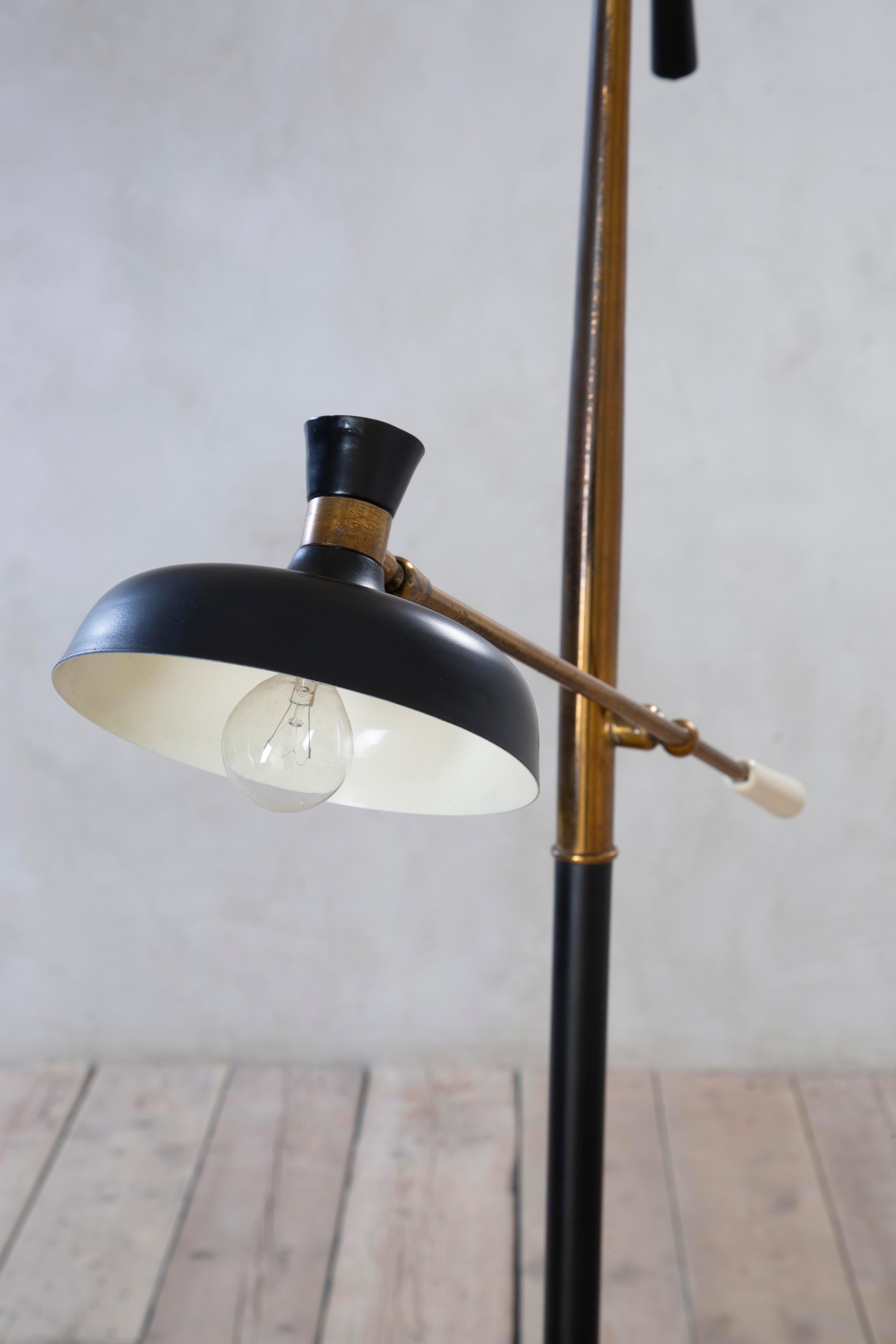 20th Century, attr. to Angelo Lelii for Arredoluce Floor Lamp with Two Diffusers For Sale 3