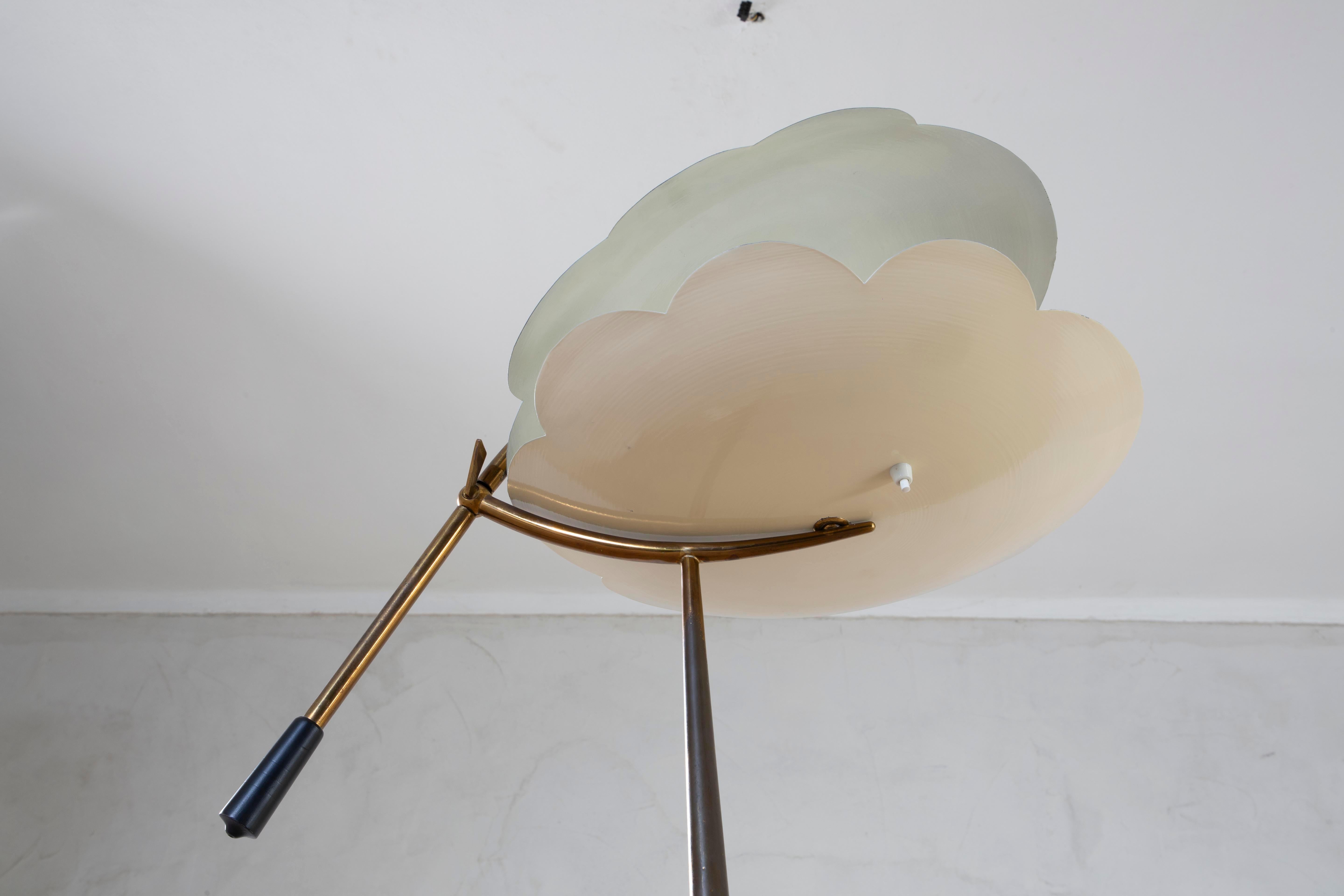 20th Century, attr. to Angelo Lelii for Arredoluce Floor Lamp with Two Diffusers For Sale 5