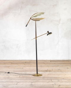 20th Century, attr. to Angelo Lelii for Arredoluce Floor Lamp with Two Diffusers