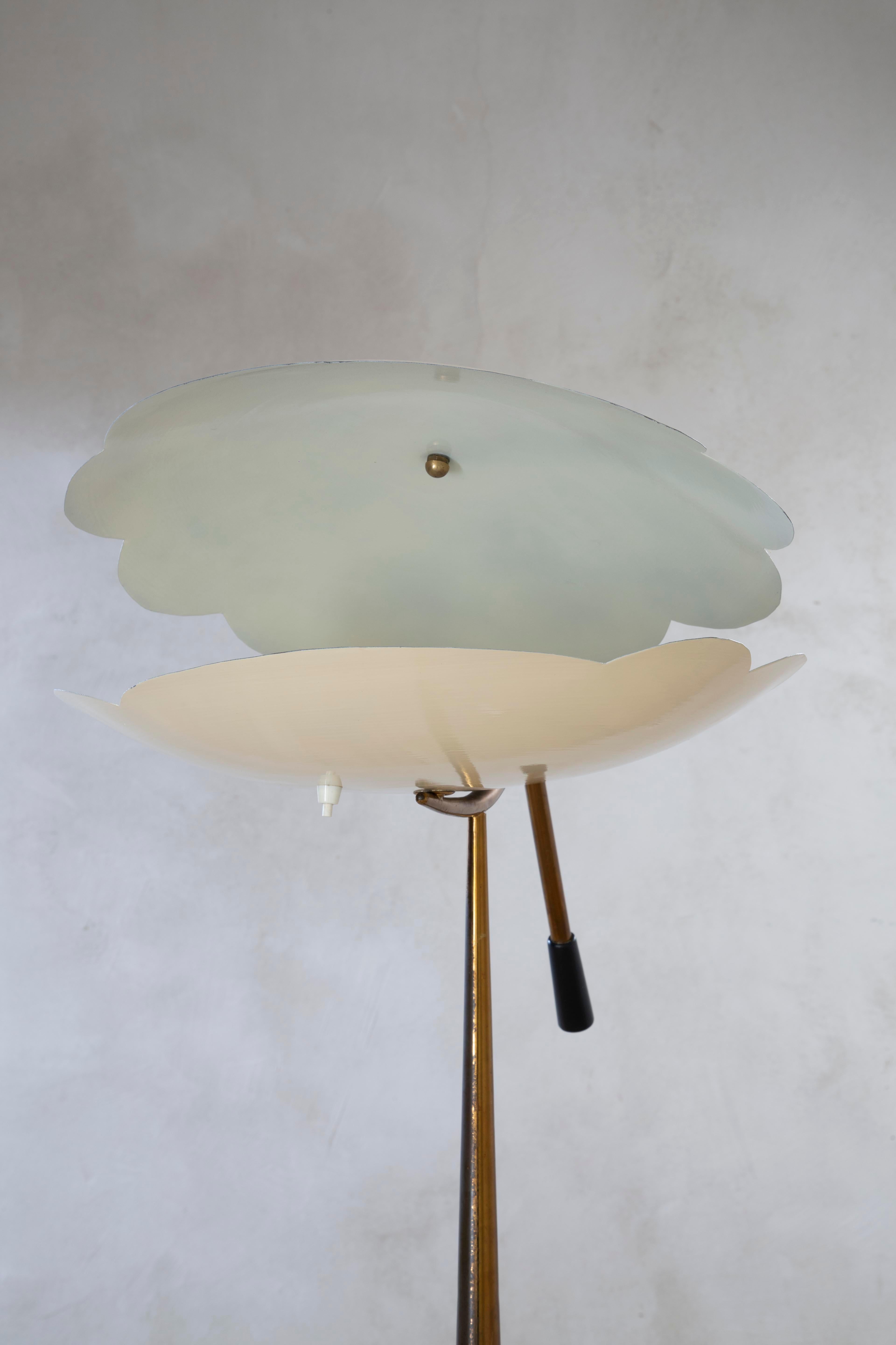 20th Century, attr. to Angelo Lelii for Arredoluce Floor Lamp with Two Diffusers For Sale 1