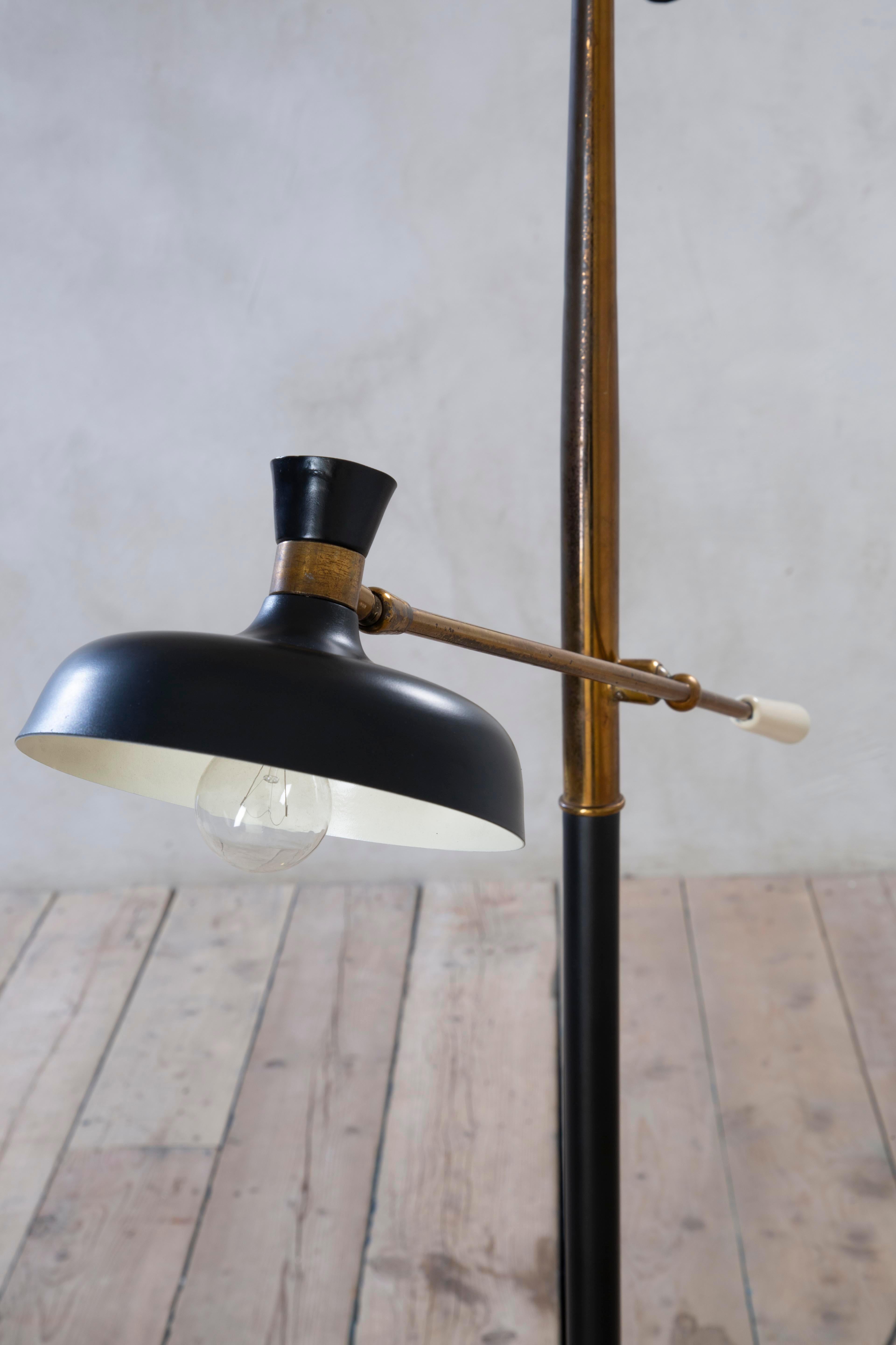 20th Century, attr. to Angelo Lelii for Arredoluce Floor Lamp with Two Diffusers For Sale 2