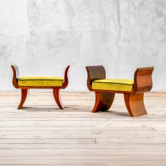 20th Century, Attributed to Gio Ponti and Emilio Lancia Pair of Wooden Stools