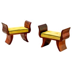 20e siècle, Attribué à Gio Ponti et Emilio Lancia Paire de tabourets en bois