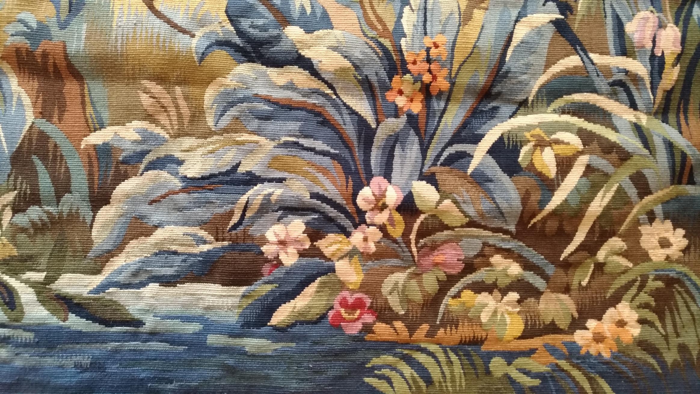 tapisserie d'aubusson du 20e siècle oiseau et château - n° 1144 en vente 2