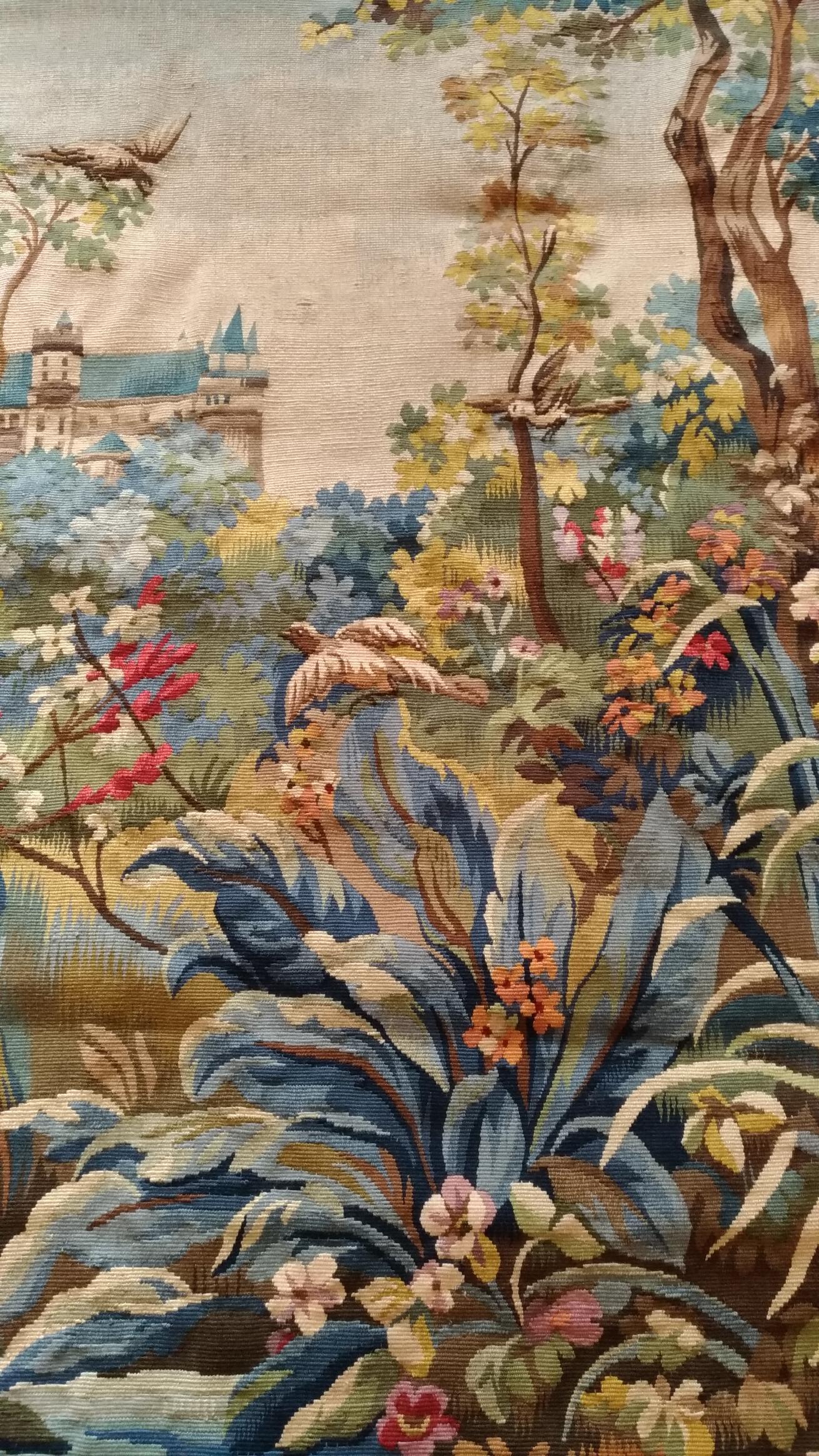 tapisserie d'aubusson du 20e siècle oiseau et château - n° 1144 en vente 4