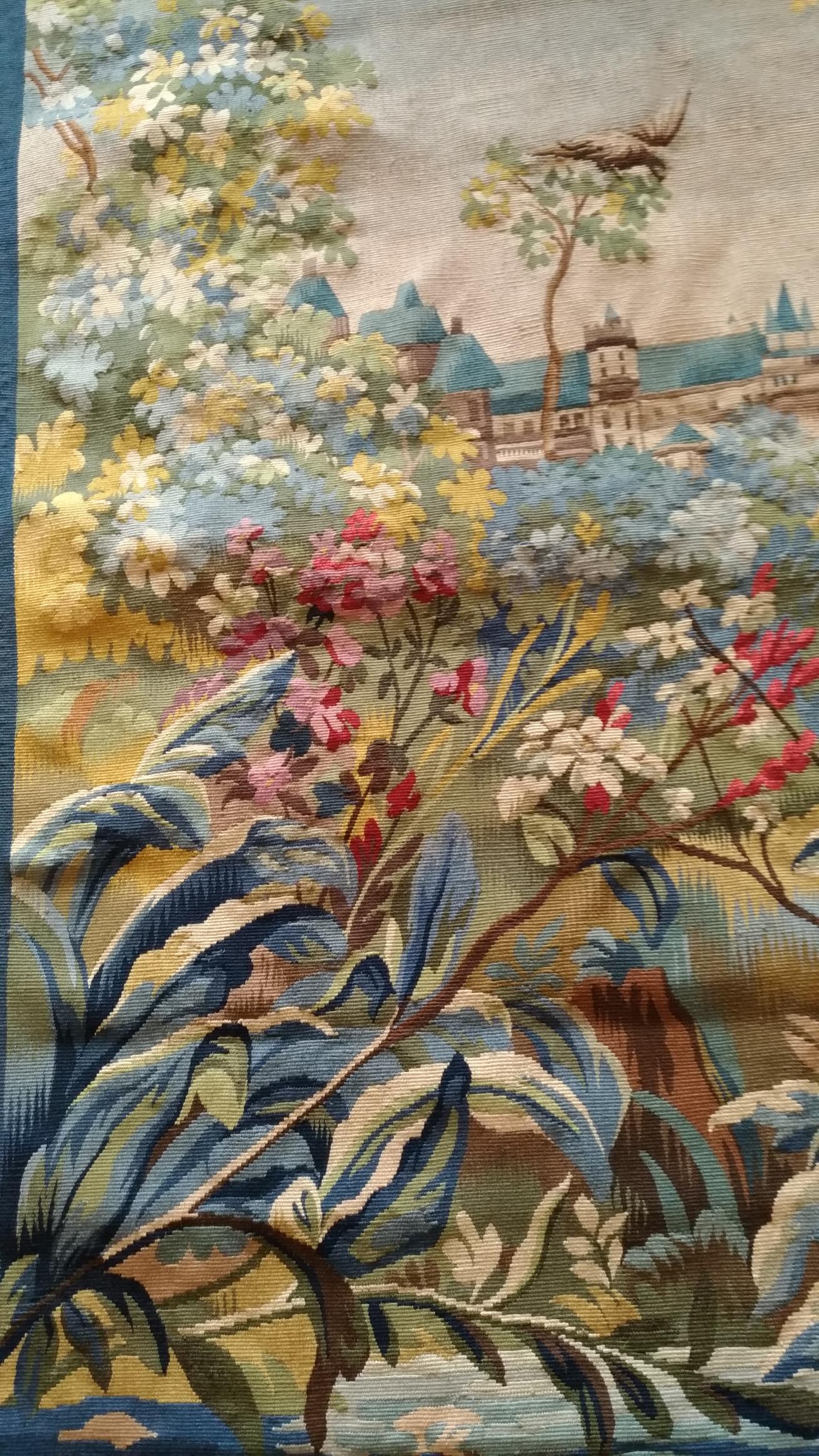 tapisserie d'aubusson du 20e siècle oiseau et château - n° 1144 en vente 5