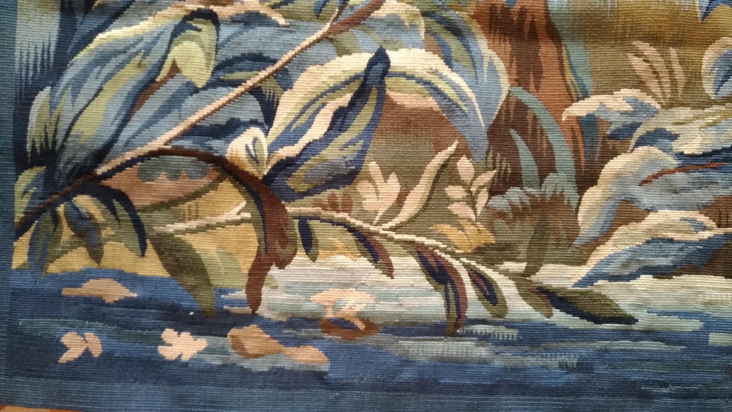 tapisserie d'aubusson du 20e siècle oiseau et château - n° 1144 en vente 1