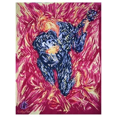 20th-century Aubusson Tapestry, The Guitarist, Robert Bouquillon – No. 1637