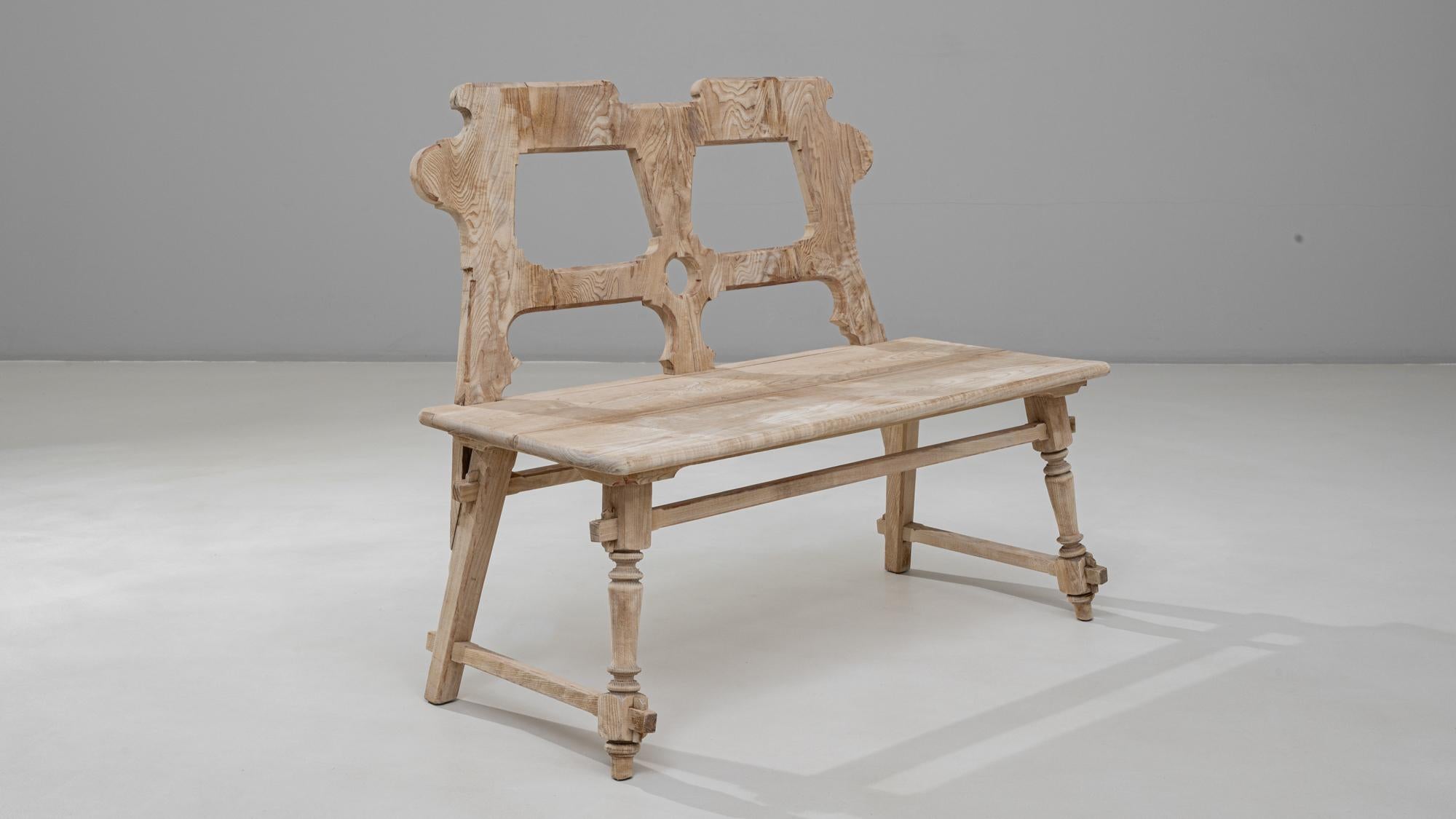 20th Century Austrian Alpine Wooden Bench With Backrest en venta 4