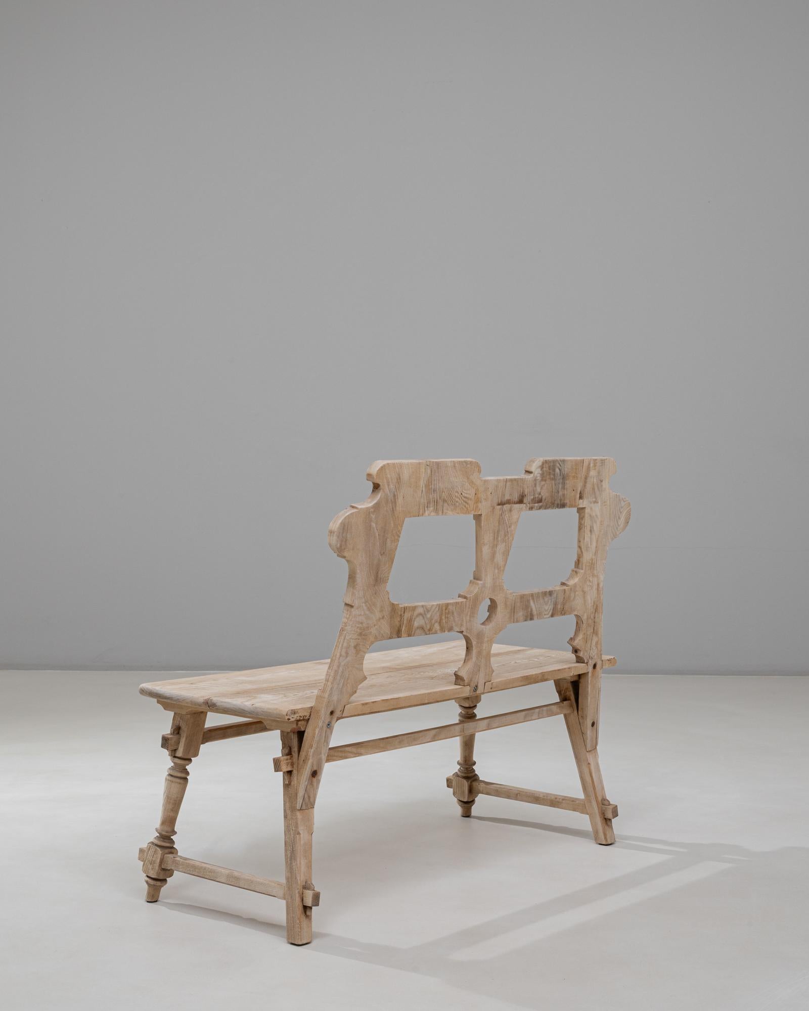 20th Century Austrian Alpine Wooden Bench With Backrest siglo XX en venta