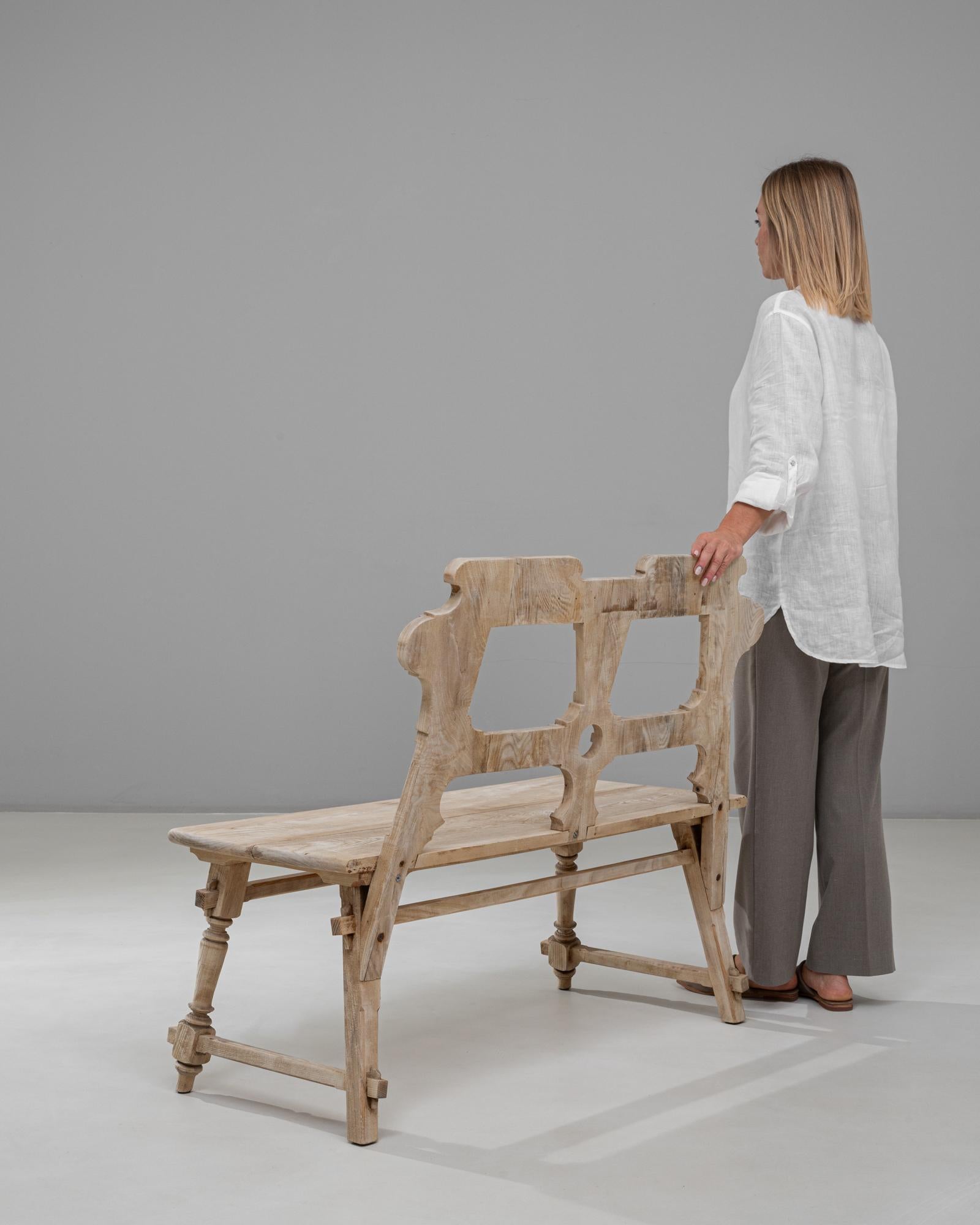 20th Century Austrian Alpine Wooden Bench With Backrest Madera en venta