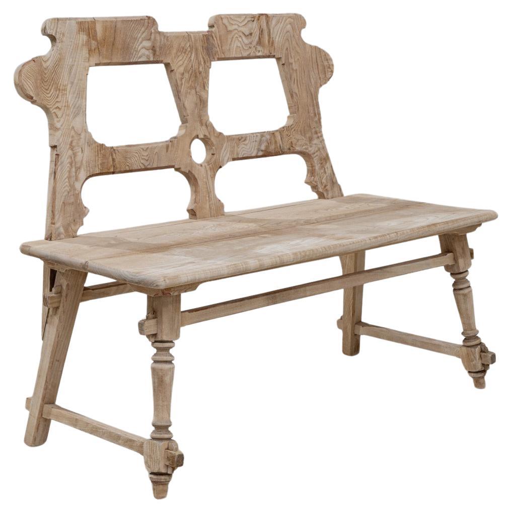 20th Century Austrian Alpine Wooden Bench With Backrest