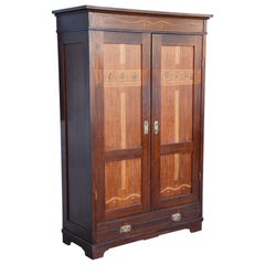 20th Century Austrian Art Nouveau Mahogany Wardrobe Cabinet, Restored, 1910s