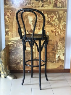 20th Century Austrian Bar Stool in Black Wood by Thonet