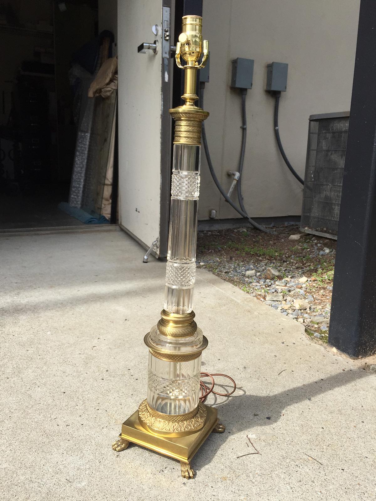 20th Century Austrian Bronze Mounted Glass Column Lamp In Good Condition For Sale In Atlanta, GA
