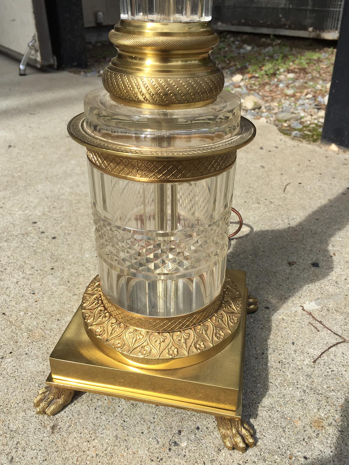 20th Century Austrian Bronze Mounted Glass Column Lamp For Sale 3