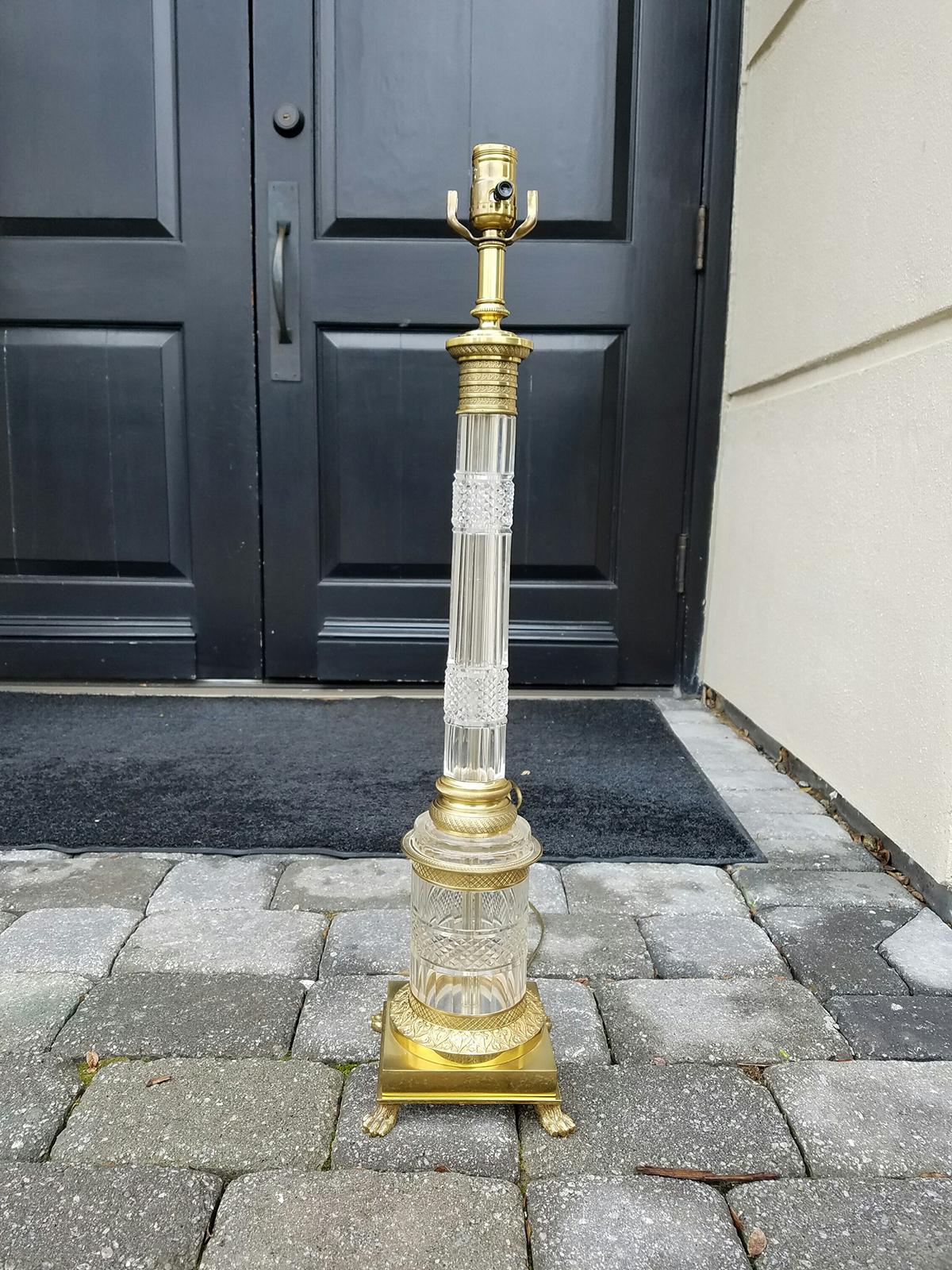 20th Century Austrian Bronze Mounted Glass Column Lamp For Sale 5