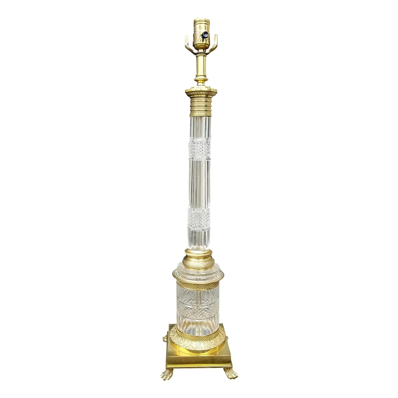 20th Century Austrian Bronze Mounted Glass Column Lamp For Sale