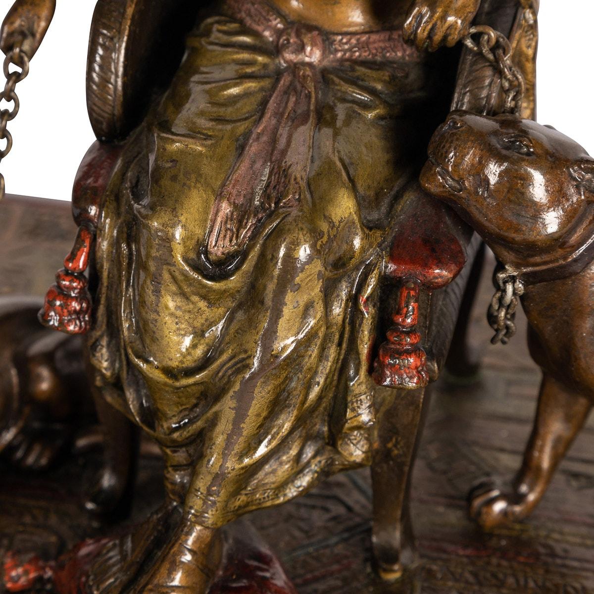 20th Century Austrian Cold Painted Bronze 'Cleopatra with Pumas' Bergman, C.1910 For Sale 12