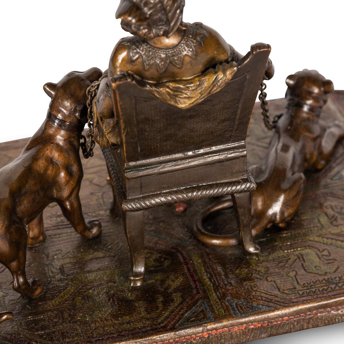 20th Century Austrian Cold Painted Bronze 'Cleopatra with Pumas' Bergman, C.1910 For Sale 14