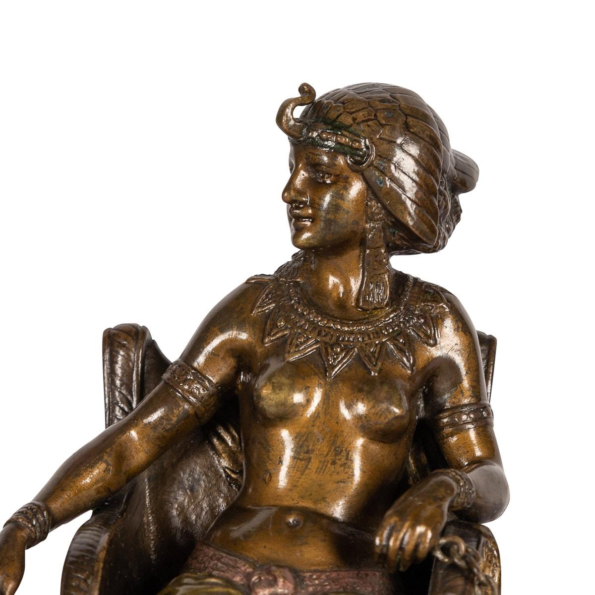 20th Century Austrian Cold Painted Bronze 'Cleopatra with Pumas' Bergman, C.1910 For Sale 3