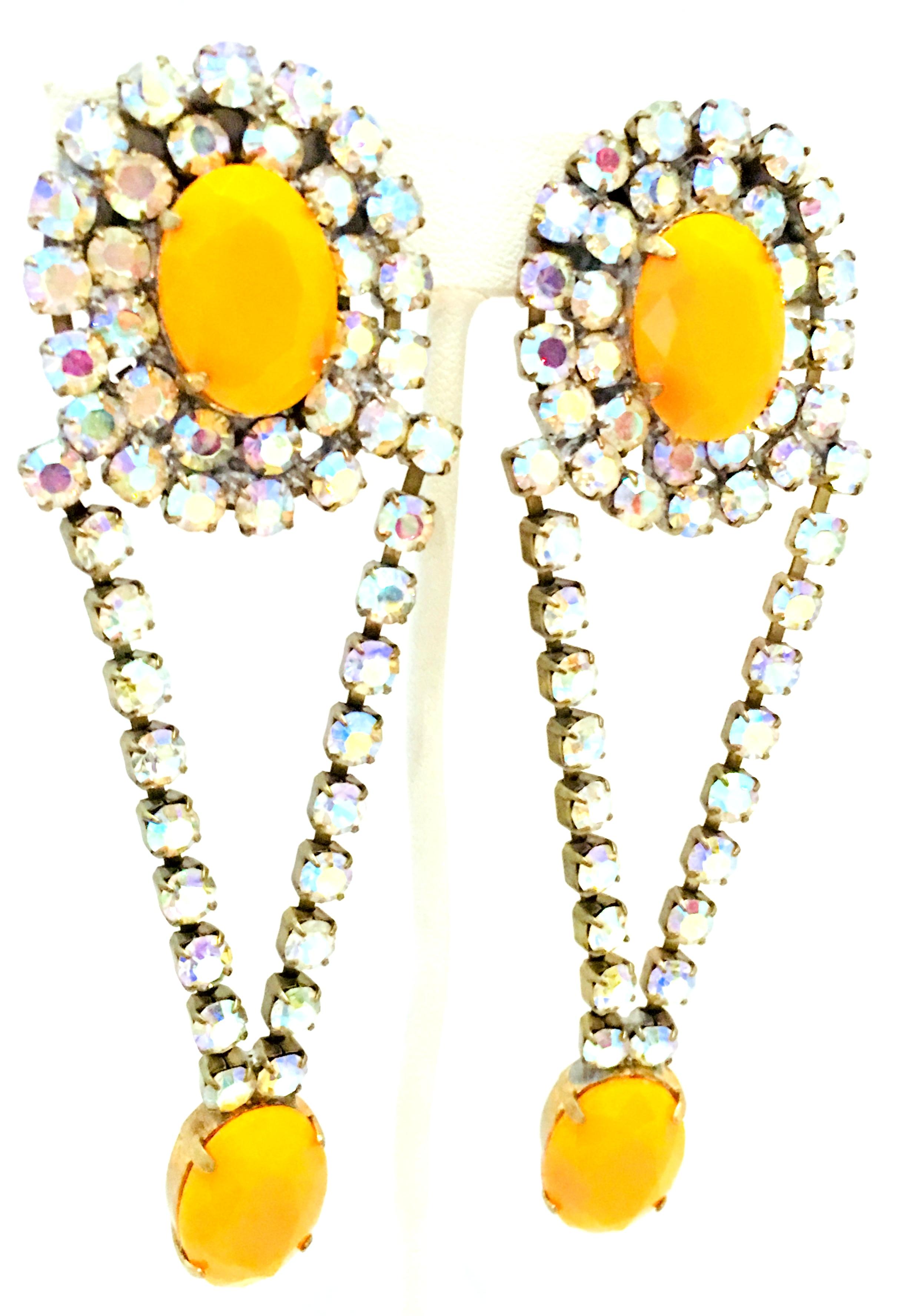 20th Century Austrian Crystal & Lucite Multi Tier Necklace & Pair Of Earrings For Sale 6