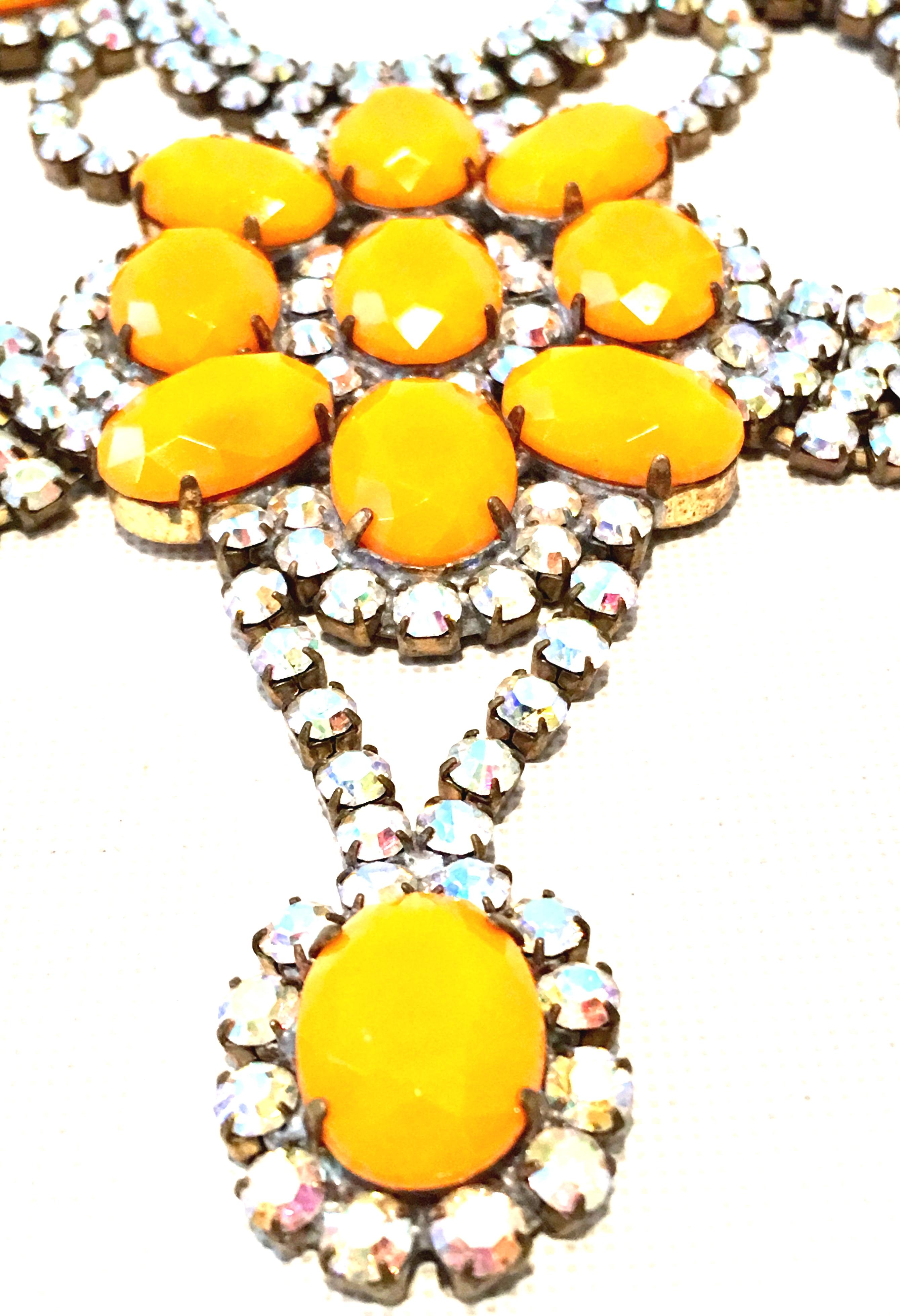 Women's or Men's 20th Century Austrian Crystal & Lucite Multi Tier Necklace & Pair Of Earrings For Sale