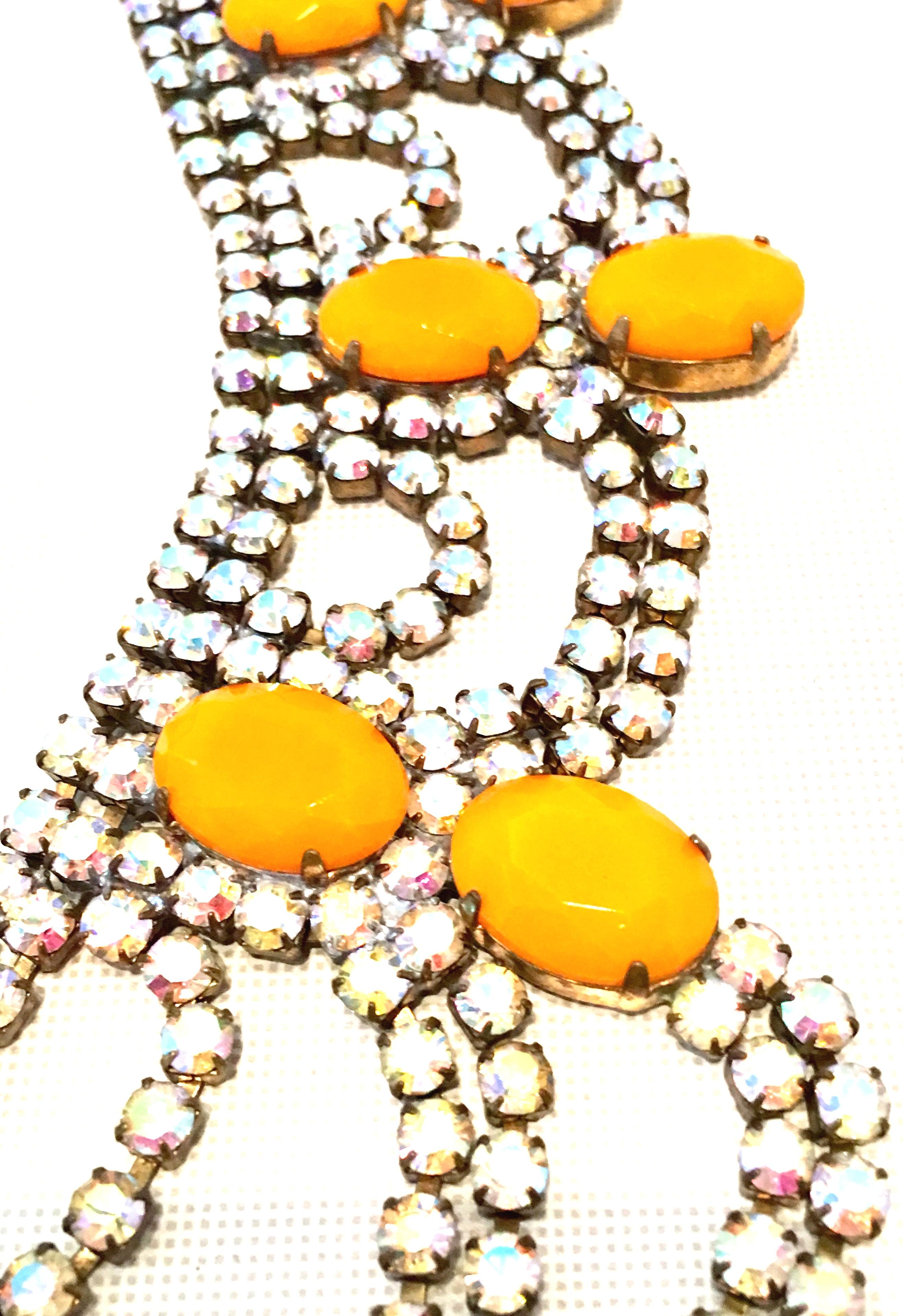 20th Century Austrian Crystal & Lucite Multi Tier Necklace & Pair Of Earrings For Sale 2