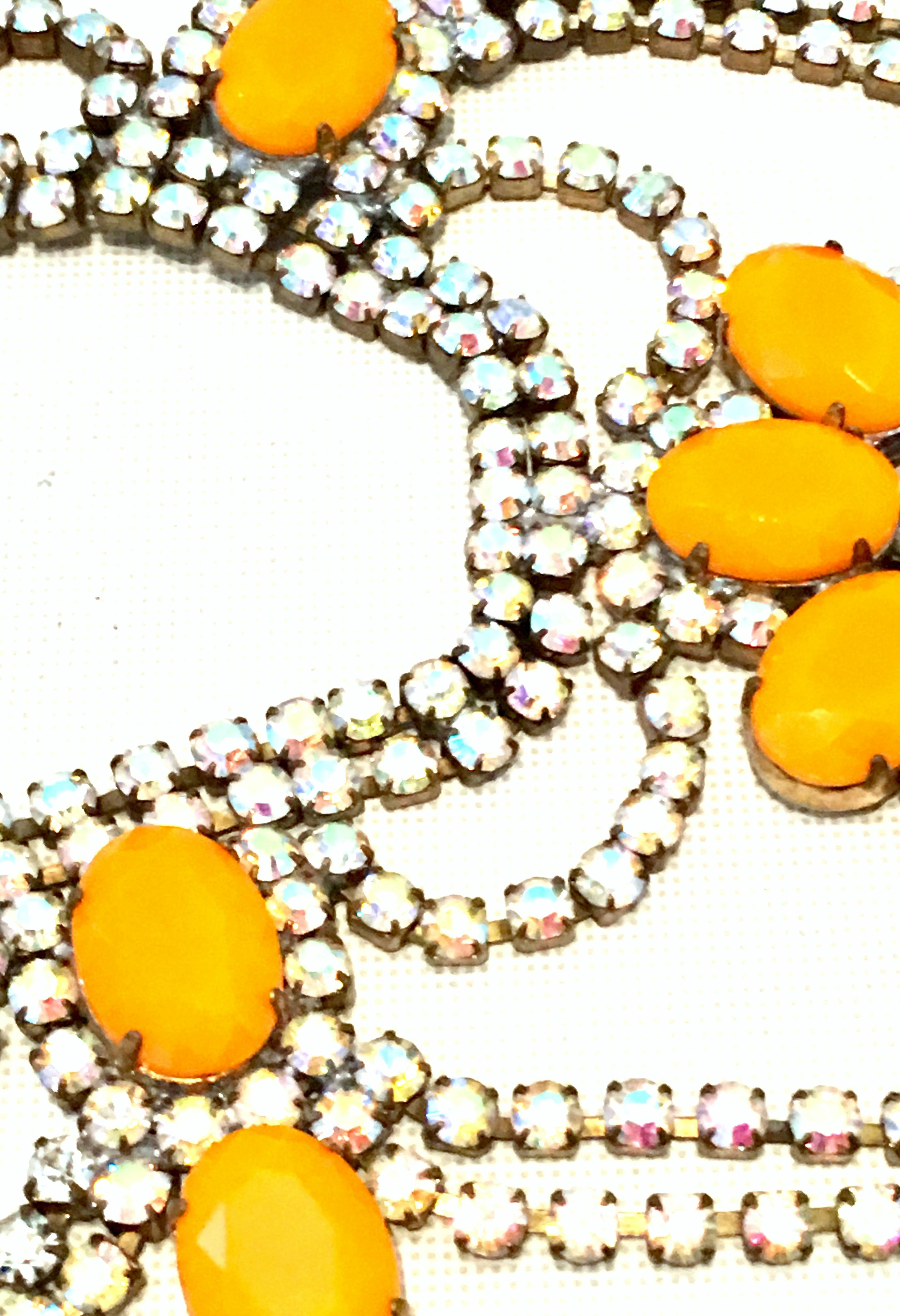 20th Century Austrian Crystal & Lucite Multi Tier Necklace & Pair Of Earrings For Sale 3