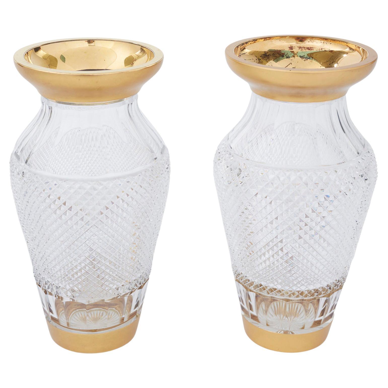 20th Century Austrian Crystal Pair Vase