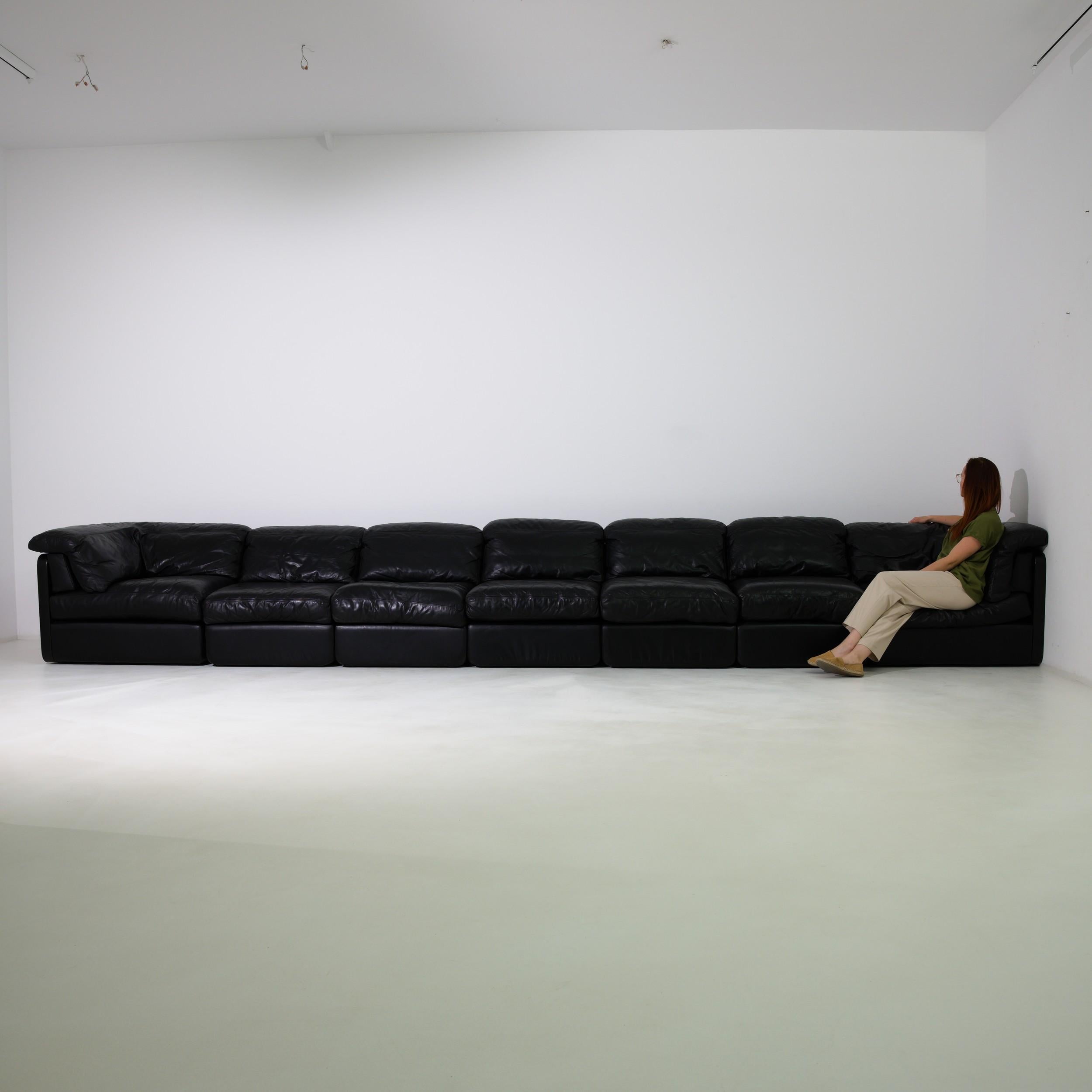 Mid-Century Modern 20th Century Austrian Modular Leather Sofa, Set of 7 For Sale