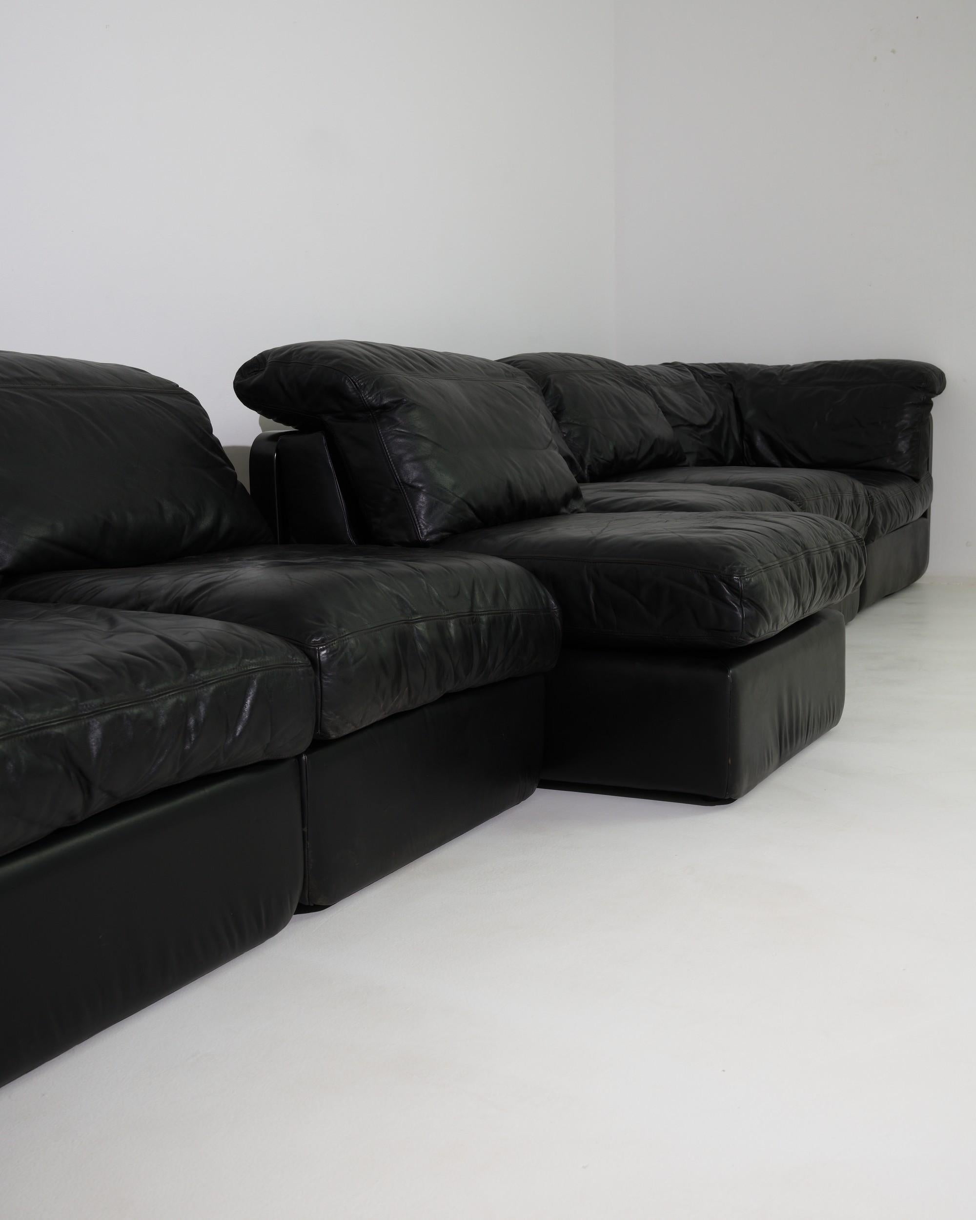 20th Century Austrian Modular Leather Sofa, Set of 7 For Sale 2