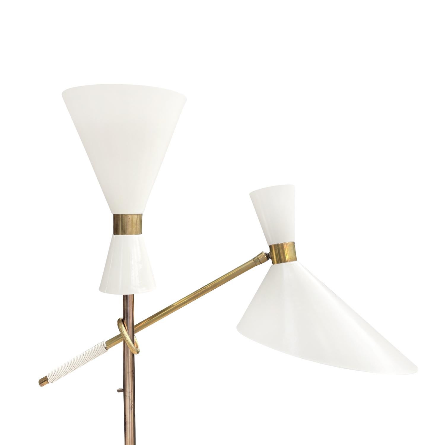 Lacquered 20th Century Austrian Polished Brass Reading Floor Lamp by Julius Theodor Kalmar