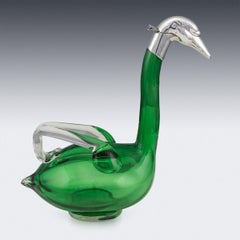 20th Century Austrian Silver Plated & Glass Duck Shaped Claret Jug, c.1920