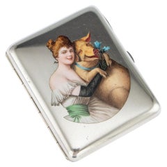 Vintage 20th Century Austrian Solid Silver and Enamel Cigarette Case, G.A.S, circa 1910