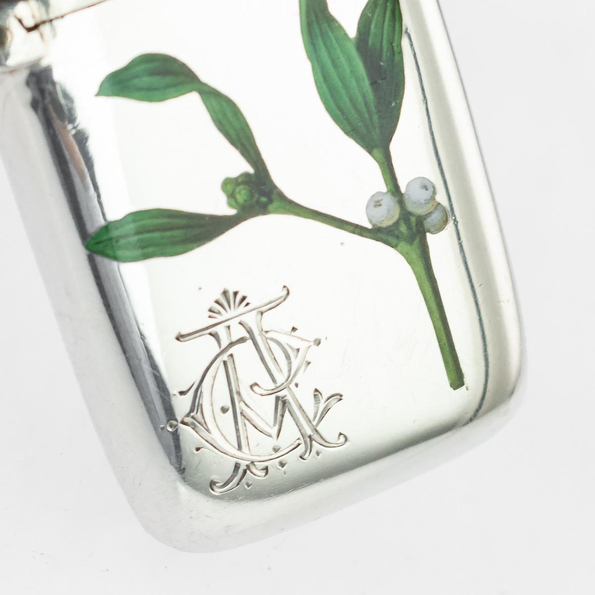 20th Century Austrian Solid Silver & Enamel Cigarette Case with Vesta, c.1910 9