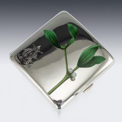 20th Century Austrian Solid Silver & Enamel Cigarette Case with Vesta, c.1910