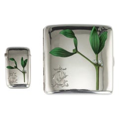 20th Century Austrian Solid Silver & Enamel Cigarette Case with Vesta, c.1910