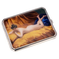 20th Century Austrian Solid Silver & Enamel Erotic Cigarette Case, c.1910