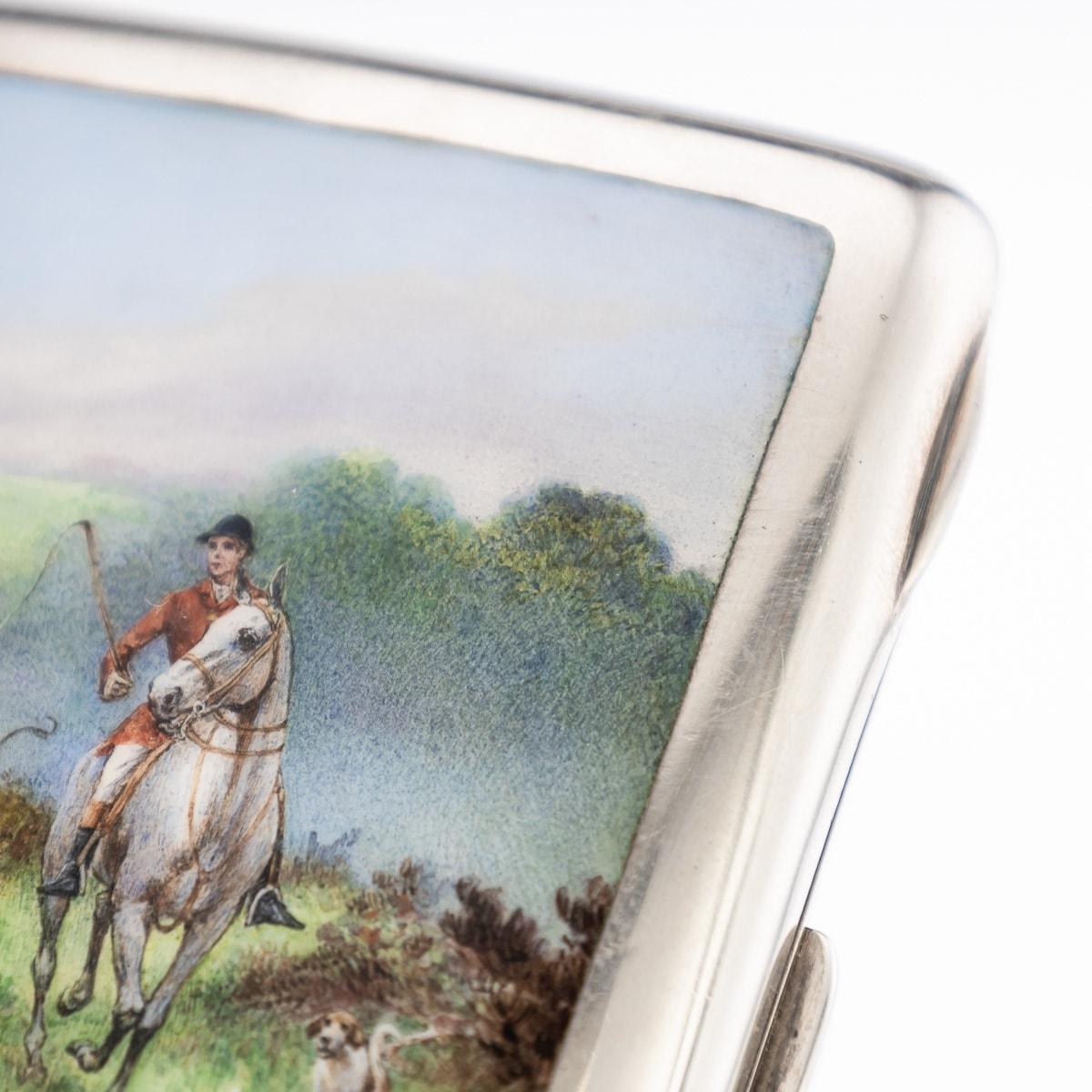 20th Century Austrian Solid Silver & Enamel Hunting Cigarette Case, c.1900 6