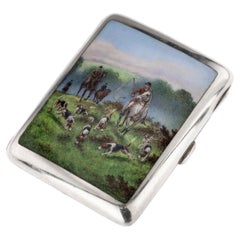 20th Century Austrian Solid Silver & Enamel Hunting Cigarette Case, c.1900