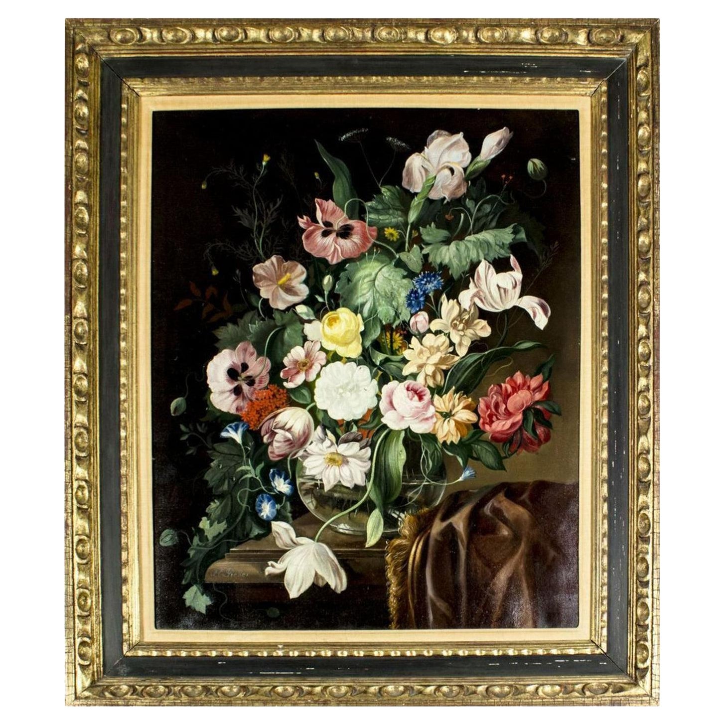 Nature morte autrichienne du XXe siècle, peinture à l'huile avec fleurs par Franz Xaver Pieler