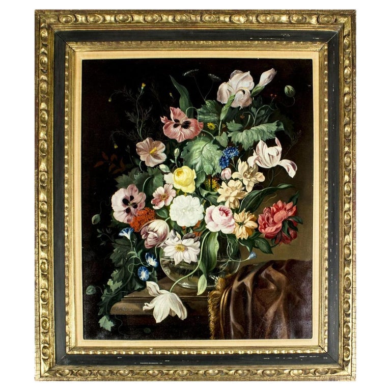 20th Century Austrian Still Life Oil Painting with Flowers by Franz ...