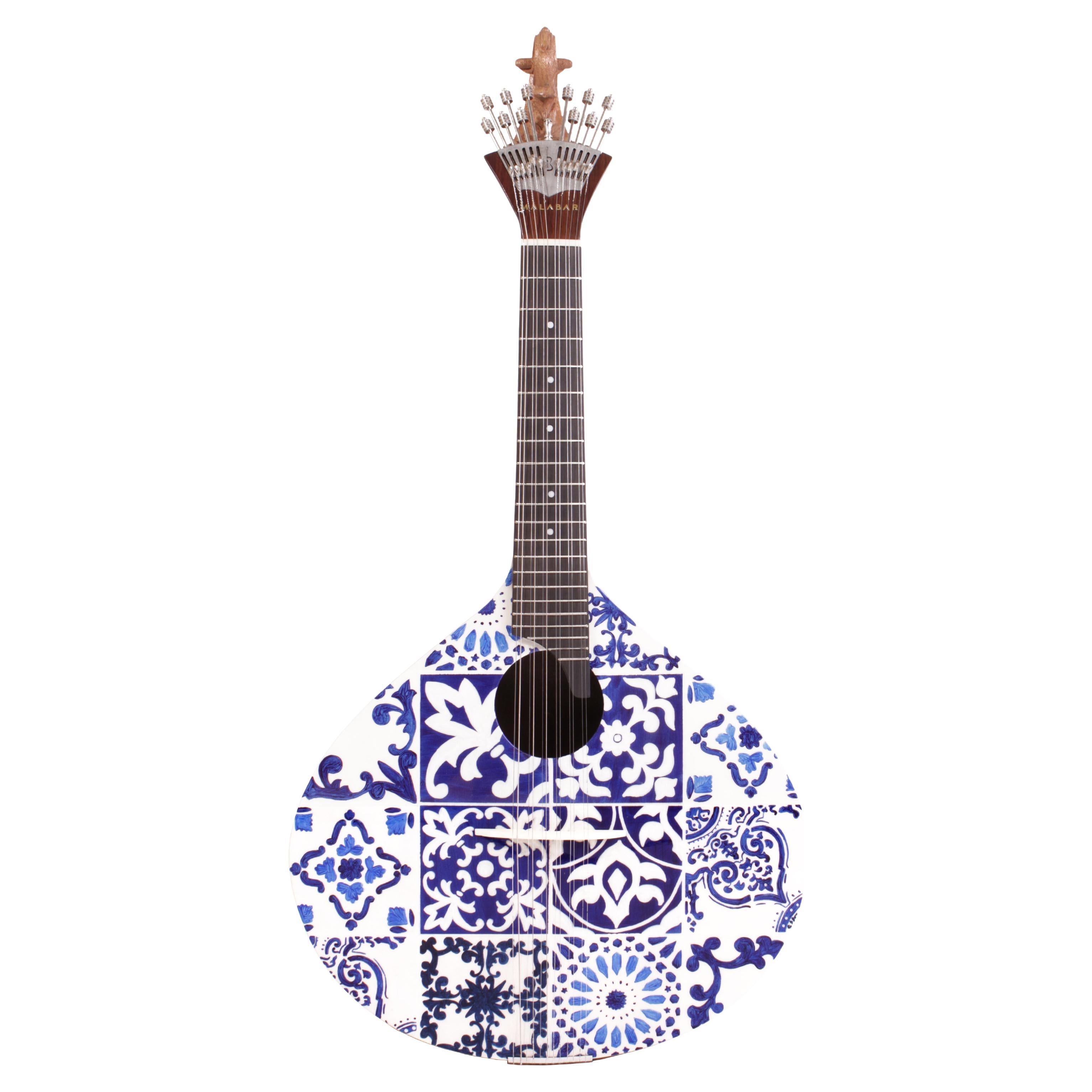 20th Century Azulejo IV  Walnut Wood Hand Painted, Handmade in Portugal by Malab