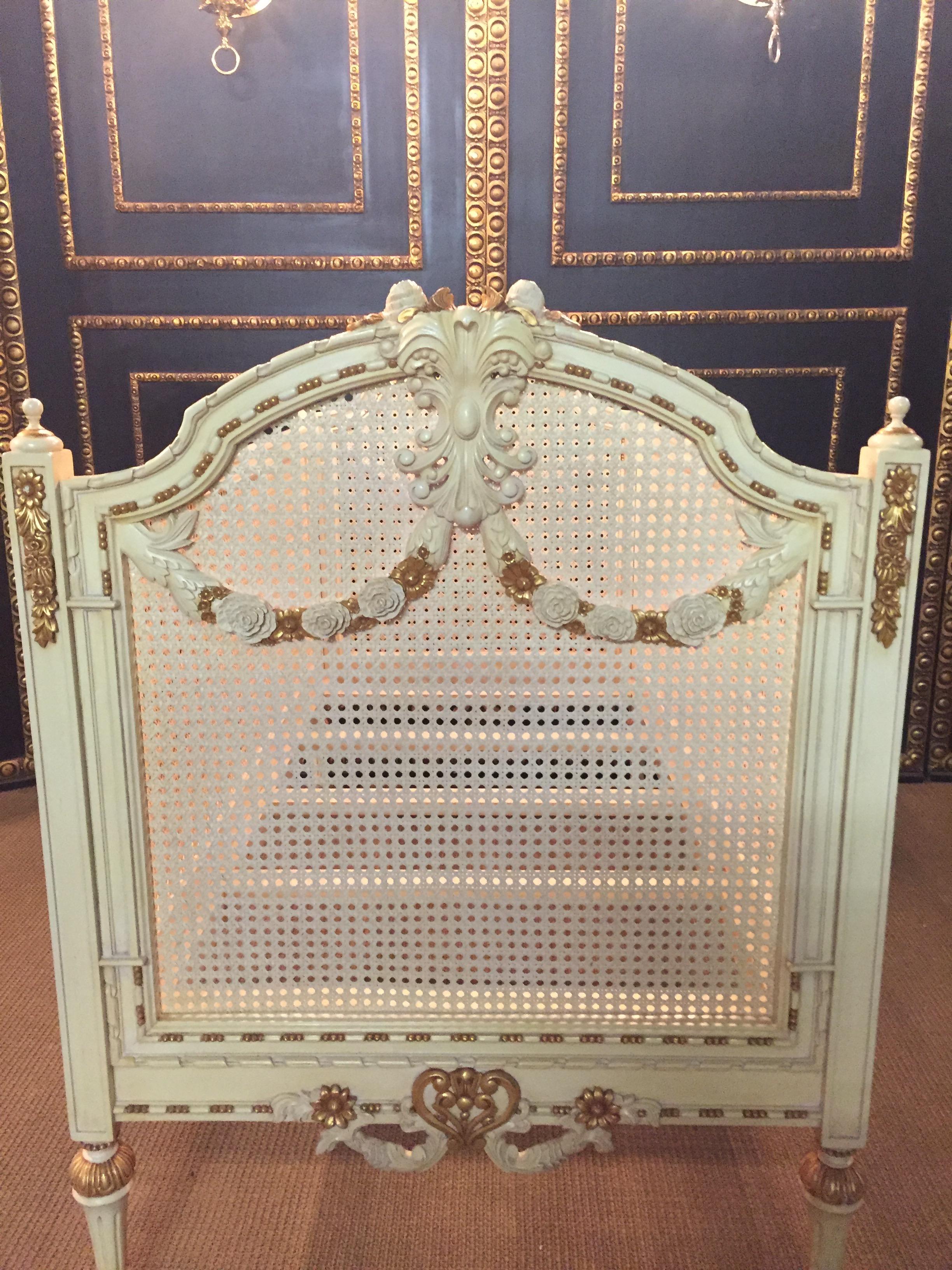 Beech 20th Century Baby Baroque Bed in the Style of Louis Seize For Sale