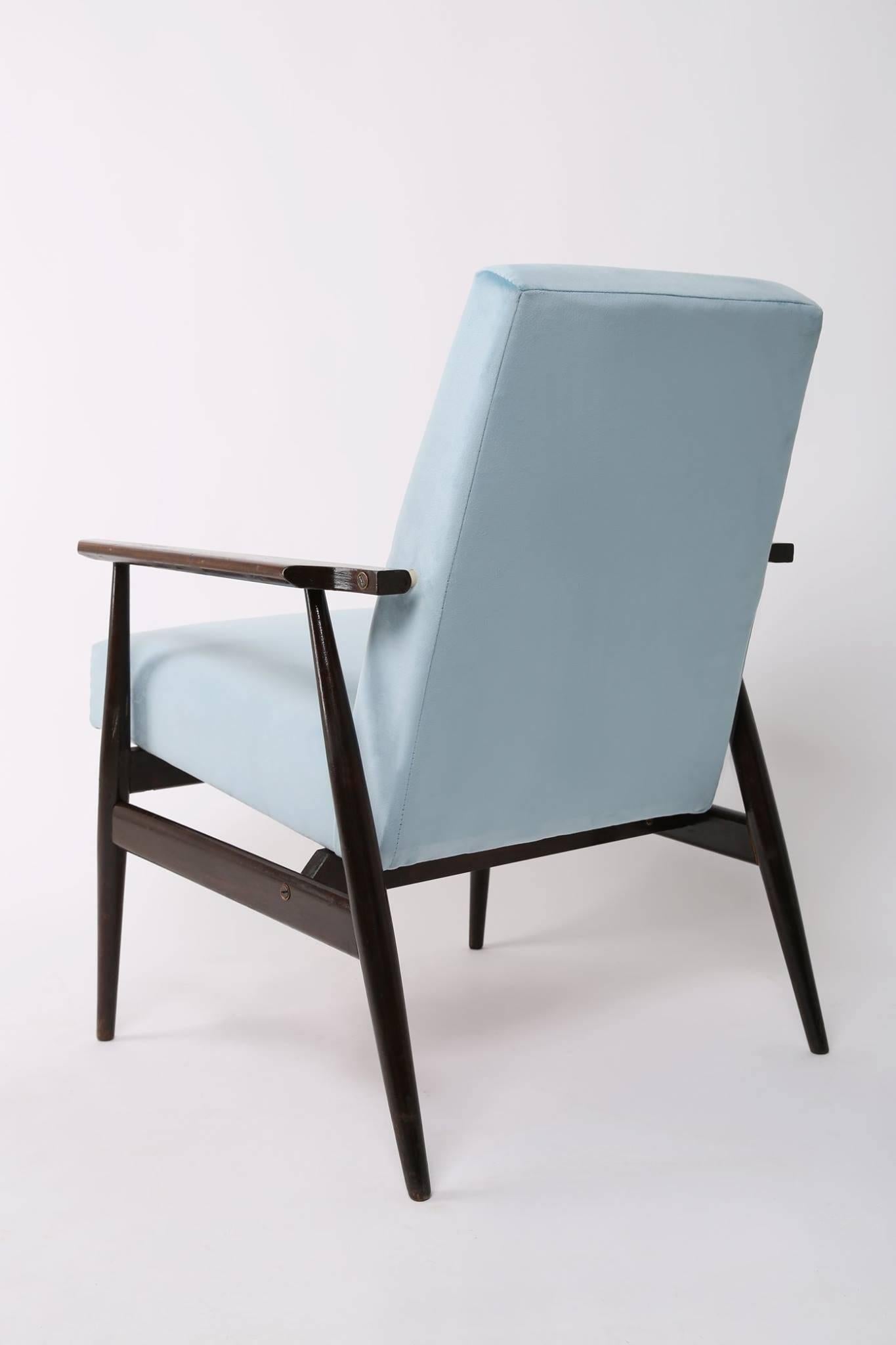 Polonais Fauteuil en dante bleu bébé du XXe siècle, H. Lis, années 1960 en vente