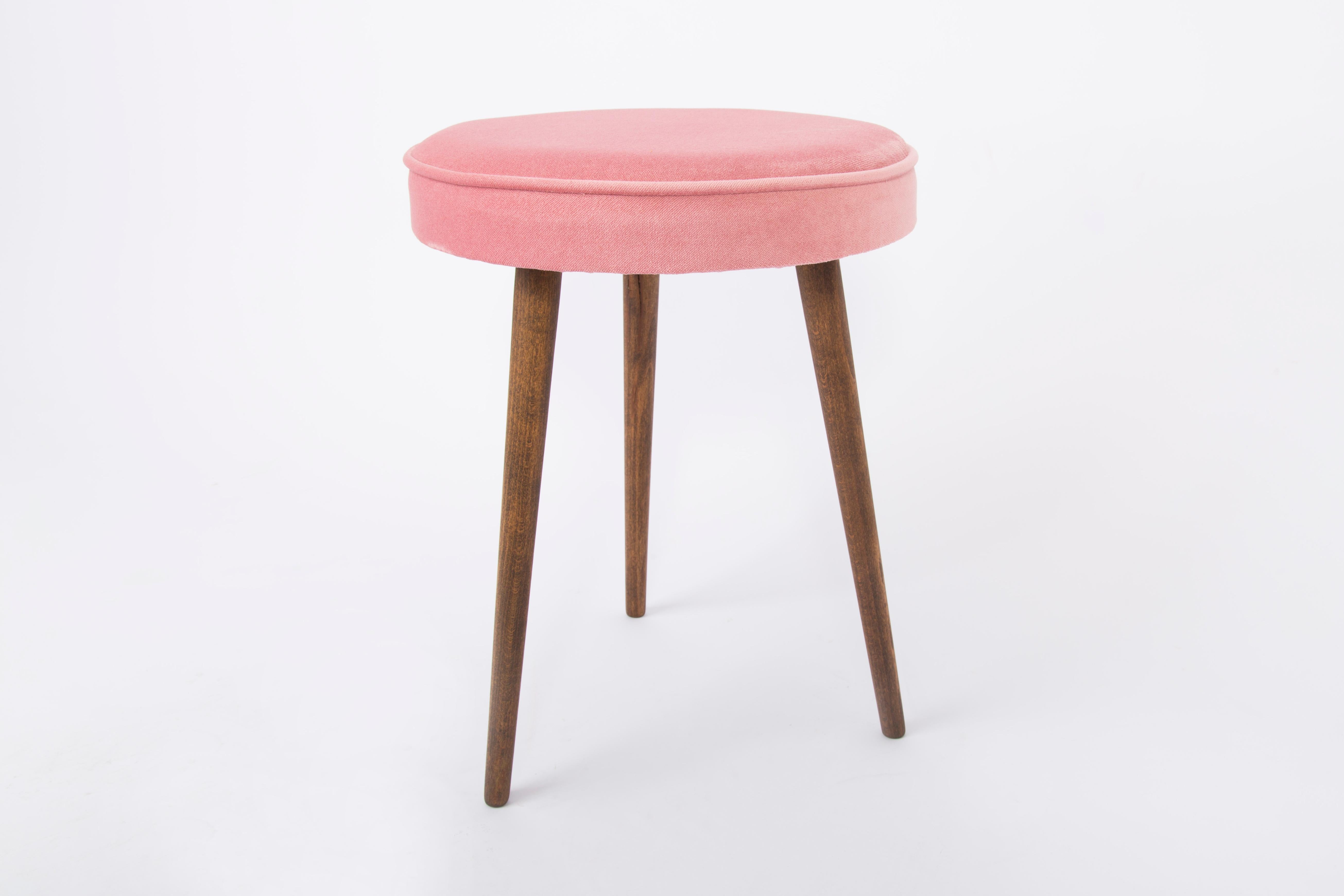 Velvet 20th Century Baby Pink Stool, 1960s For Sale